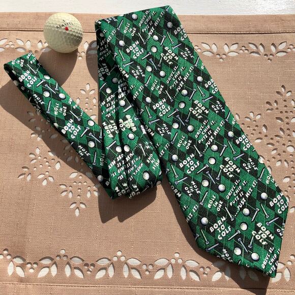 Golf Novelty Necktie with Balls and Tees Sayings - Picture 6 of 7